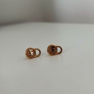 MICHAEL KORS ROSE GOLD LOCK STUD EARRINGS GREAT CONDITION